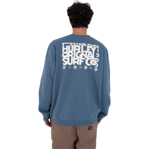 2026 Hurley Mens Graphic Slub Crew HFA25MMFT05491 - Hyper Jade